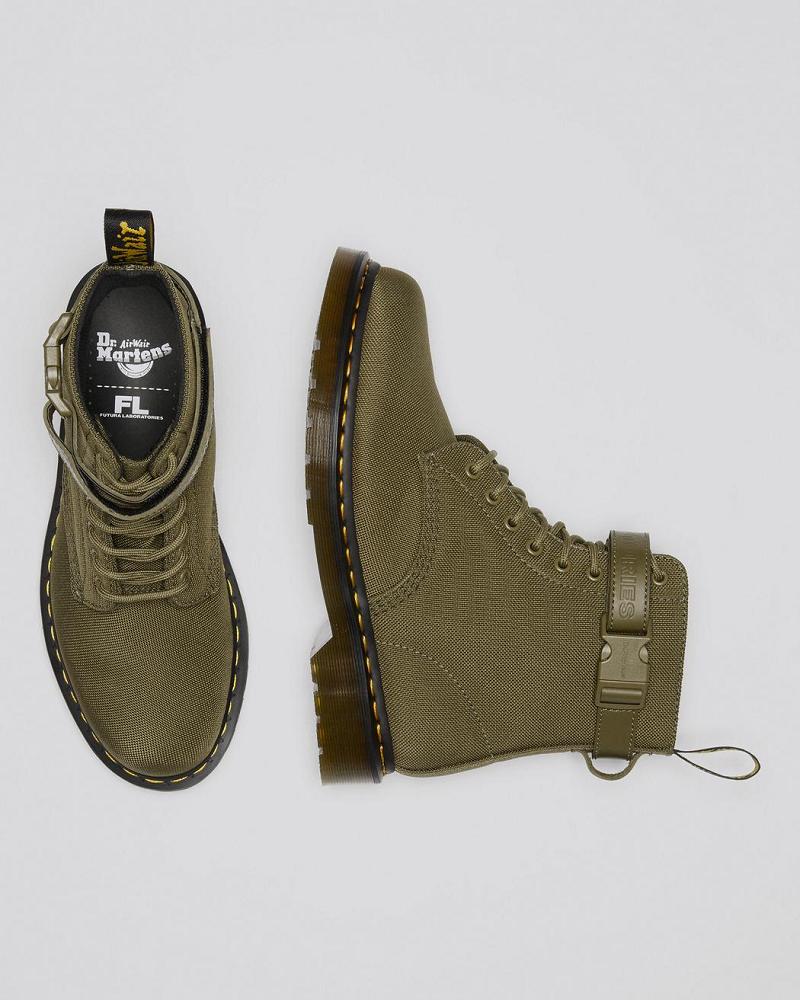 Olive Men's Dr Martens 1460 Futura Olive Strap Lace Up Boots | CA 511CTV